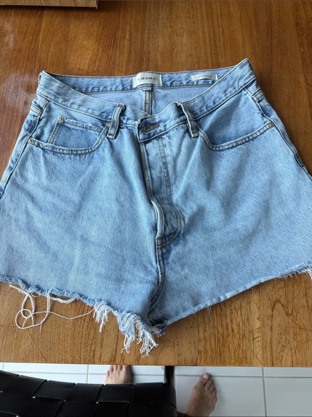 Frame Denim Light Blue Cutoff High-Rise Jean Shorts